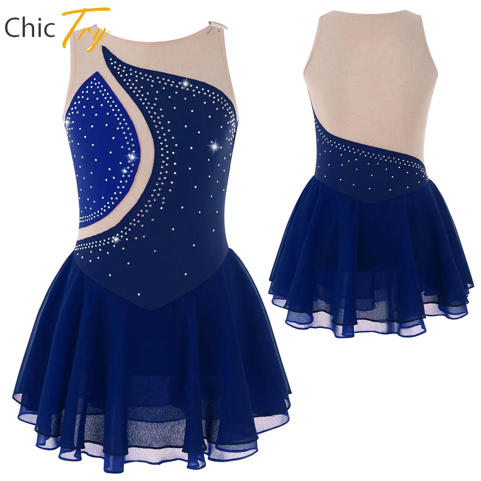 Figure Skating Dress for Kids  - Rhinestone Banding Trim ulasan dan harga