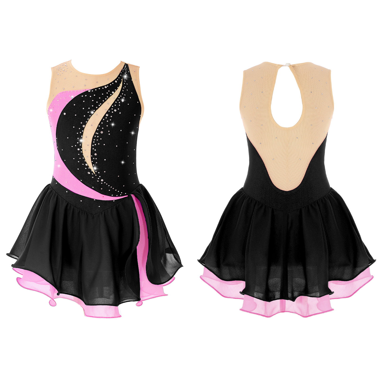 Figure Skating Dress for Kids  - Rhinestone Banding Trim ulasan dan harga