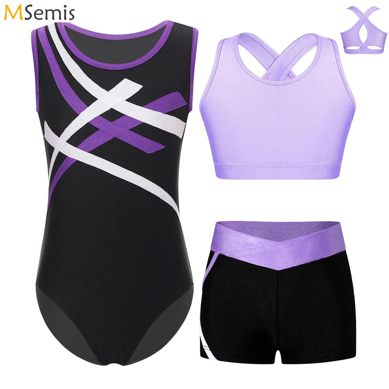 Kids Girls Sleeveless Gymnasti - Rhinestone Banding Trim ulasan dan harga