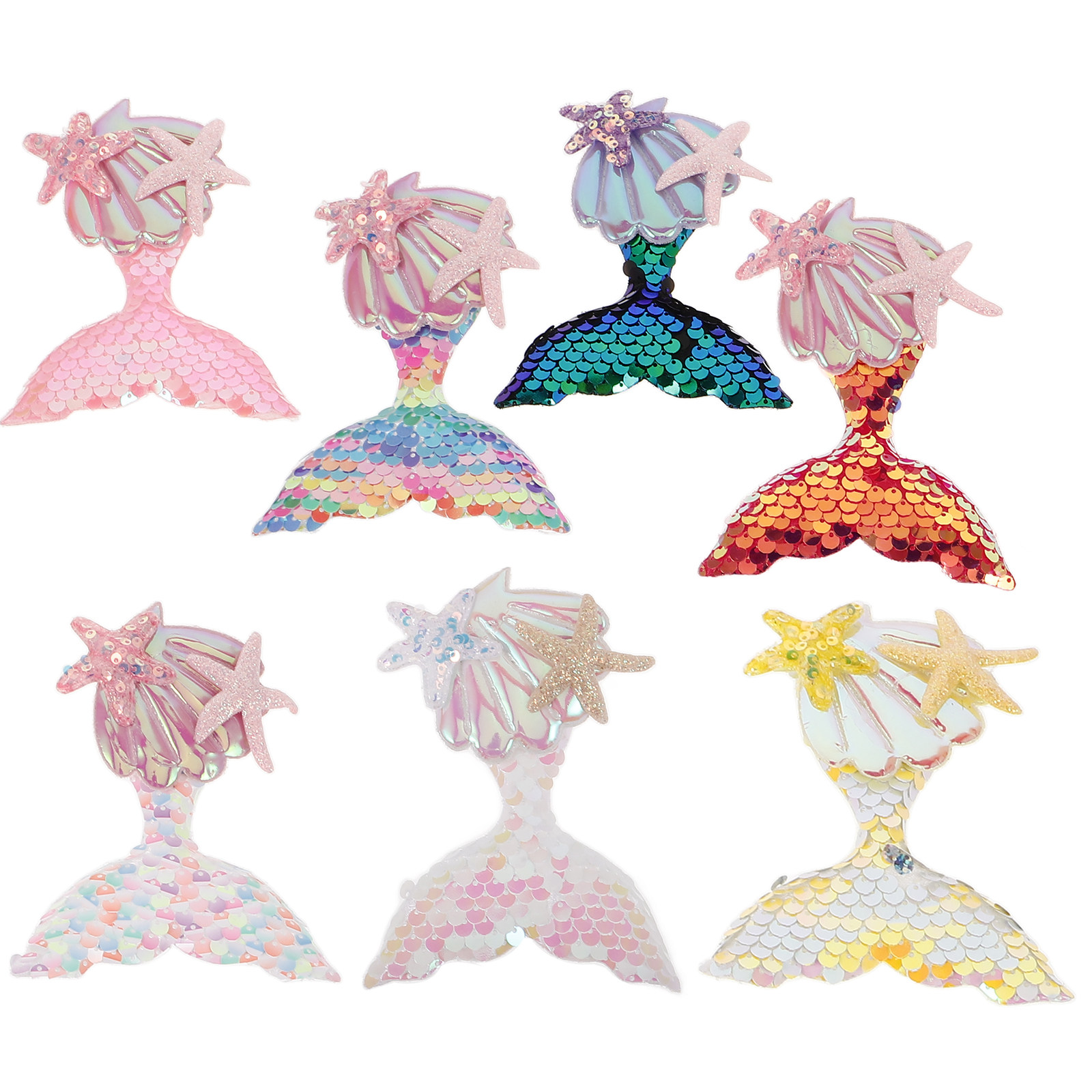 7Pcs Mermaid Fabric Patches fo - Craft Embellishments ulasan dan harga