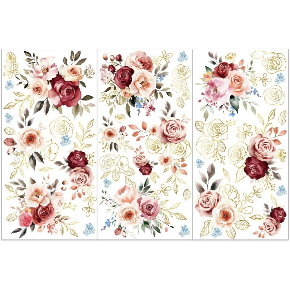 3pcs/Set Watercolor Roses Rub  - Embellishment Crafts ulasan dan harga
